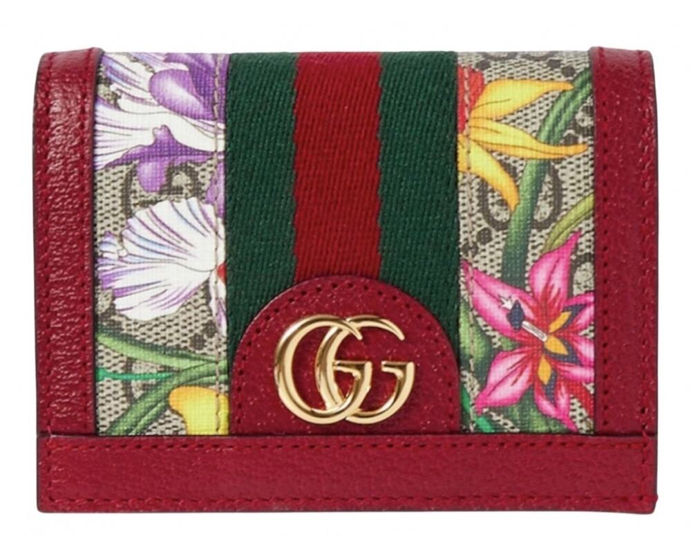 NEW GUCCI FLORAL LEATHER GG FLORA CARD CASE WALLET BAG BOX AUTHENTIC!